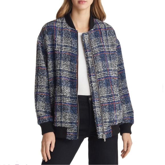Avec Les Filles Jackets & Blazers - Avec Les Filles Blue Plaid Bomber Jacket NEW never worn